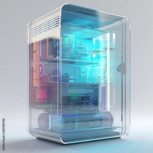Futurystyczny sprzęt kuchenny - lodówka przyszłości - Futuristic kitchen appliances - the refrigerator of the future - AI Generated