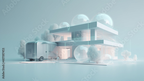 Inteligenty dom przyszłości - inwestycja w technologię, 3d makieta - Smart home of the future - investment in technology, 3d mockup - AI Generated