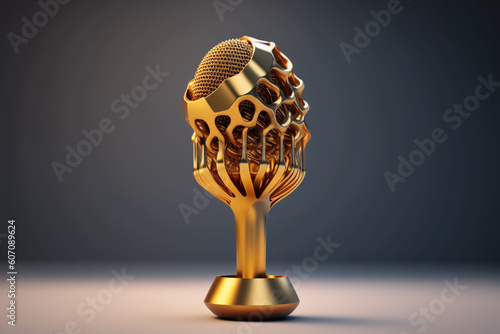 Trofeum muzyczne - złoty głos - nagroda piosenkarska - Music trophy - golden voice - singer award - AI generated