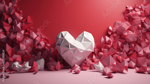 Origami serce - miłosna papeteria - tło na rocznicę lub ślub - Origami heart - love stationery - background for anniversary or wedding - AI Gneerated