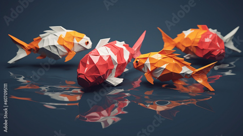 Złote rybki koi - symbol wytrwałości i dobrobytu - Gold koi fish - a symbol of perseverance and prosperity - AI Generated