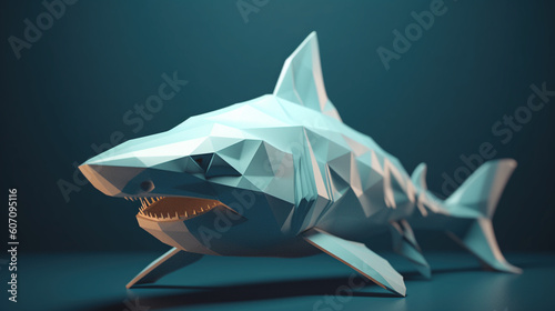 Papierowy drapieżnik - origami rekin - model 3d - Paper predator - origami shark - 3d model - AI Generated