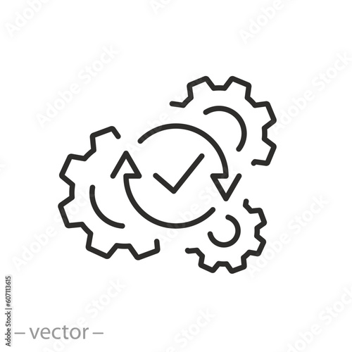 automatism icon, process automatic mode, switch self, thin line symbol - editable stroke vector illustration