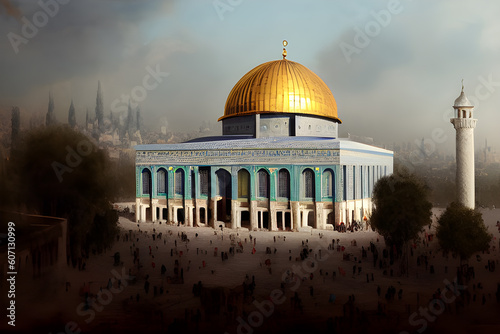 Al-Aqsa Mosque, Dome of the Rock, Jerusalem Old City, Generative AI