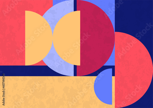 Abstract geometric background. Bright multi-colored composition of semicircles. Vector