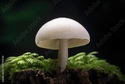 Portrait macro forest mushroom with light exposure AI Generative