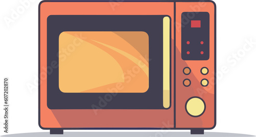 An orange microwave oven vector illustration.