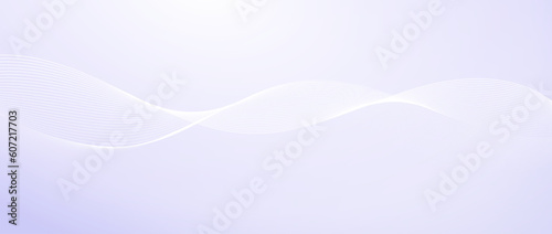 Flowing undulate lines design. Abstract smooth curved stripes template. White fluid wave on light pastel purple background. Horizontal vector wallpaper