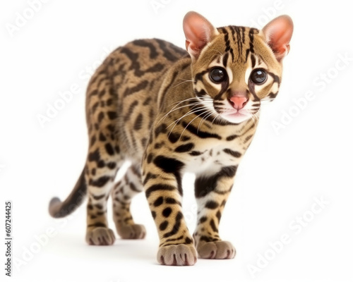 photo of ocelot isolated on white background. Generative AI