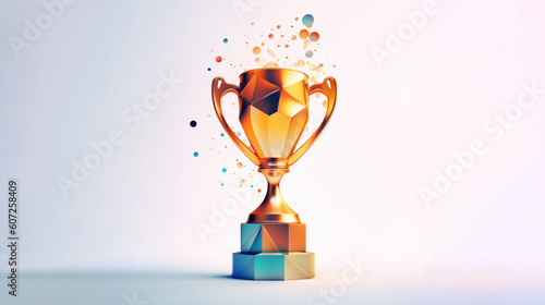 Luxury golden award trophy on white background. Generative AI.