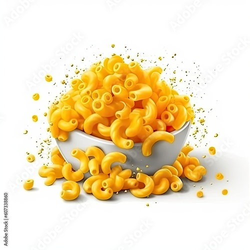 Mac and cheese dish isolated on white background. Generative AI