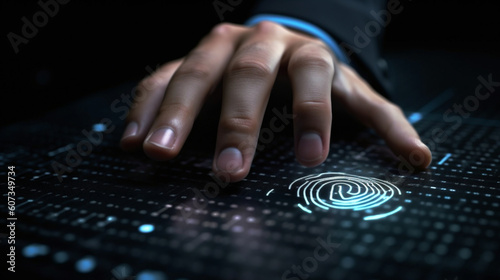 Authentifizierung der Zukunft: Geschäftsmann nutzt Fingerabdruck-Scanner-Technologie