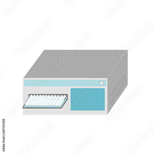 A picture of microplate reader that is laboratory equipment for chemical and biological reactions measurement or analyzes in the microplate.