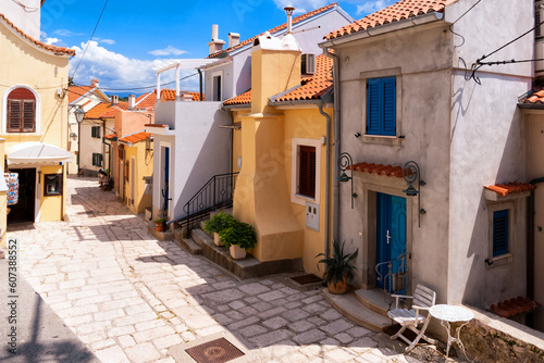 Old town of Baska on the island of Krk. Beautiful romantic summer scenery on the Adriatic Sea. Croatia. Europe.