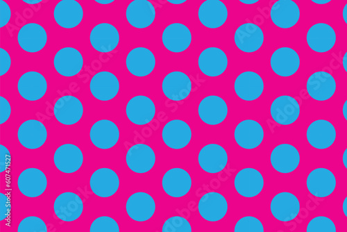 simple abstract seamlees skye big polka dot pattern on pink background