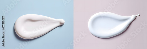 Cream texture stroke. Facial creme, foam, gel or body. Face cream cosmetic product smear swatch set. Generative Ai.