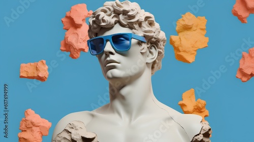 Engaging art collage featuring the sculpture of David, a fusion of classical and modern aesthetics. Intersections of art, pop culture and creativity. Fresh perspective on iconic art. Generative AI