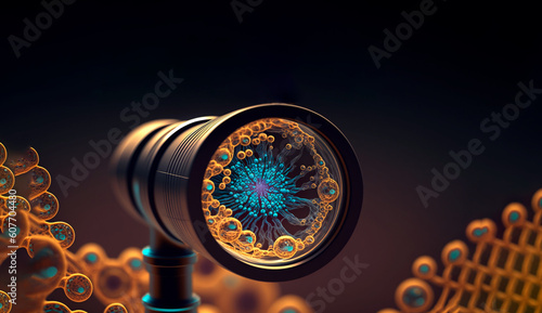 Microscopio mirando células y microbios