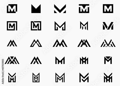 Initials letter m abstract set logo design vector