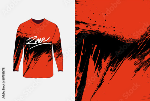Long sleeve jersey grunge texture for extreme sportwear, racing, cycling, football, motocross, travel, backdrop, wallpaper. Vector pattern.