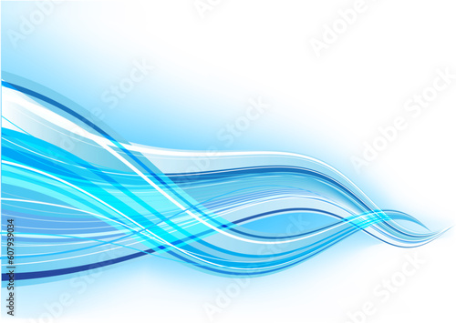 Vector illustration - abstract background made of blue splashes and curved lines