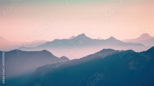 Beautiful mountain landscape in the morning. Sunrise over the mountains, Generative AI