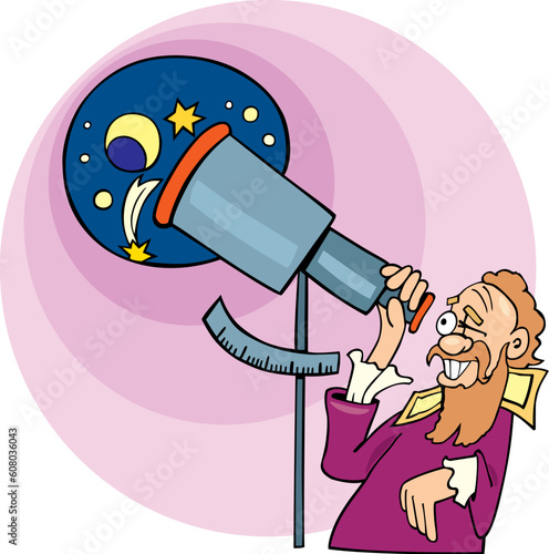 Illustration of Galileo the astronomer