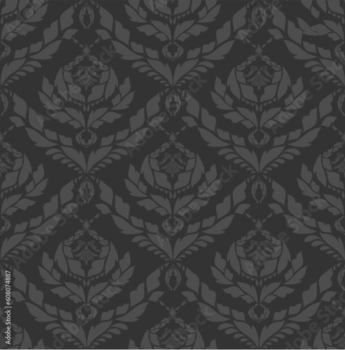 Vector beauty gray decorative seamless floral ornament