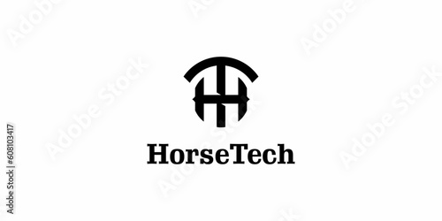 Horse Tech Initials Letter TH HT Logo Design. Icon Symbols Vector EPS 10.