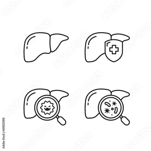 liver line icon set of vector