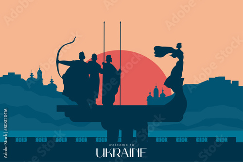 Welcome to Kyiv, Ukraine poster, banner, wallpaper, website, background