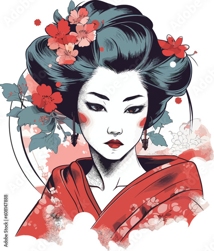 pretty young japanese girl geisha design
