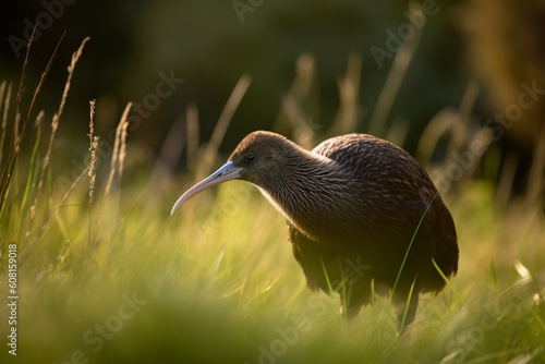Generative AI. a kiwi bird in the meadow