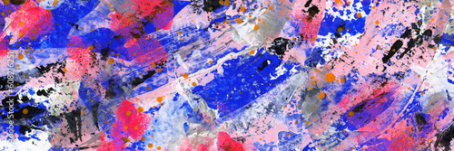 Creative banner with hand drawn abstract multicolored acrylic texture. Colourful backdrop.