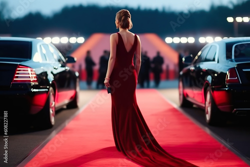 Woman in a smart dress on the red carpet generated by AI