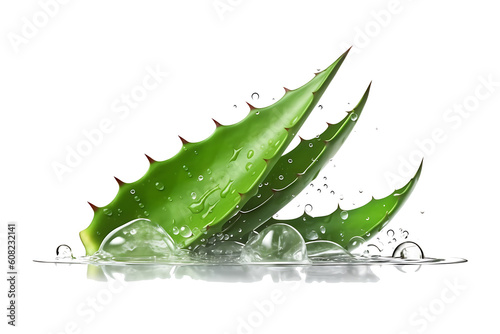 aloe vera leaf isolated on transparent background. genarative ai