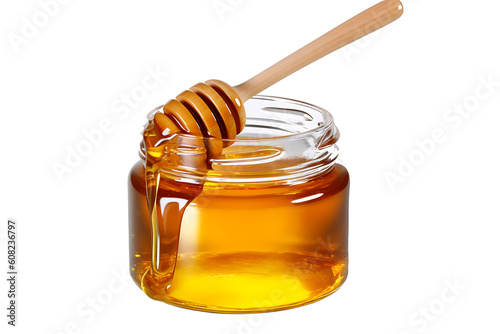 jar of honey isolated on transparent background. genarative ai