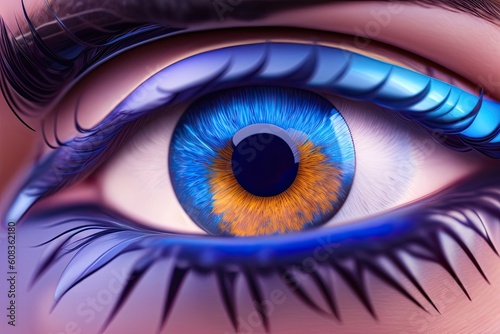 Beautiful Human Blue Eye Macro. Generative AI