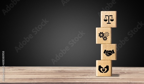 Business concept. Set of wooden cubes