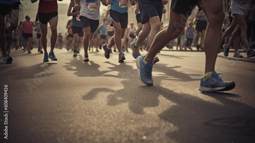 A group of people participating in a marathon