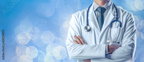 doctor with stethoscope with abstract blurry bokeh background ,ai generated