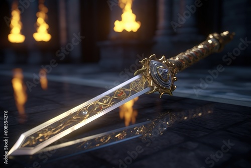 Fantasy medieval sword.Generative Ai