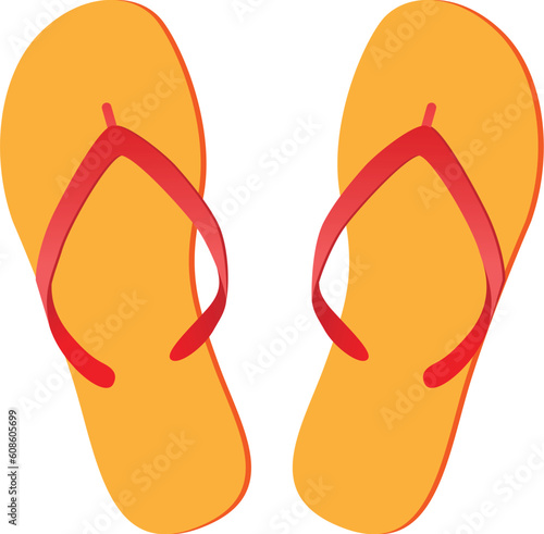 Pair of flip-flops isolated on a white background. Vector illustration.