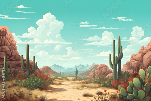 Cacti in the desert. A scene with a desert cactus