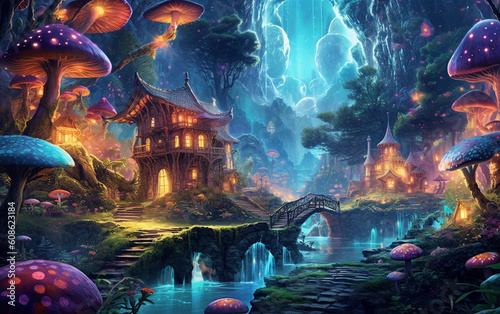 Enchanted Oasis: Captivating Fairy Village in a Mystical Forest