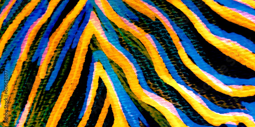 Tiger Artwork. Multicolored Indian Animal Art. Bright Antique Tiger Illustration. Zebra Brush. Black Leopard Abstract Pattern. Black Watercolor Zebra Pattern.