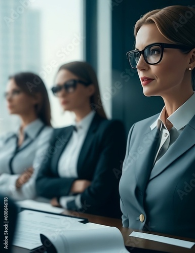 A businesswoman leading a team meeting.