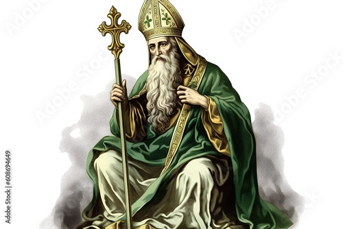 drawing of saint Patrick isolated on white background. Generated by AI