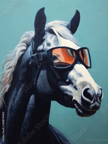A horse cool with sunglasses. Generative AI