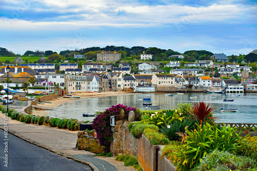 A wonderful evening view of charming harbour of Hugh Town on St Mary’s in the wonderful exotic Isles Of Scilly in the U.k. 